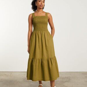 Everlane The Smock Dress in Autumn Fern XS